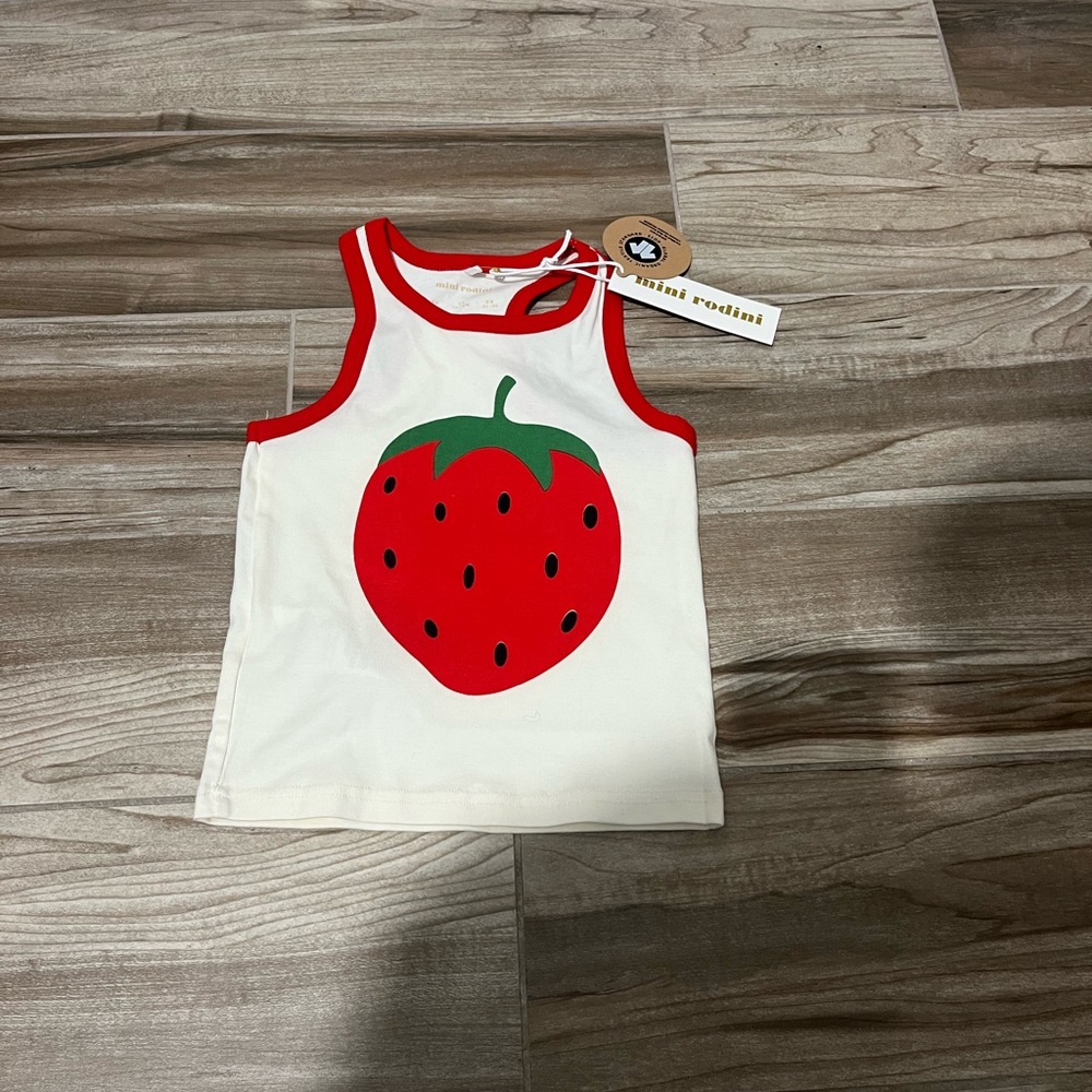 Mini Rodini White Tank with Red Trim